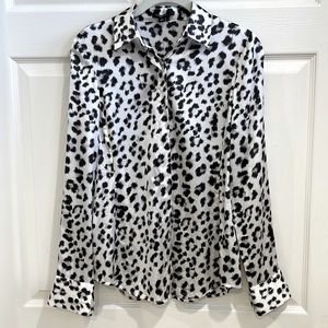 Ann Taylor Animal print stretch silk blouse, size 0